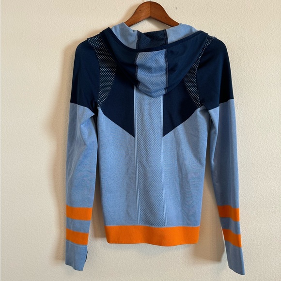 Tory Burch Sport Hoodie Seamless Navy Hooded Zip Pullover Top - Picture 9 of 16